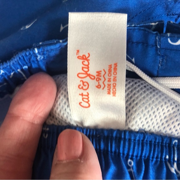 Cat & Jack Blue with White Anchors Swimming Trunks With Lining . Size 6-9M - Picture 3 of 5